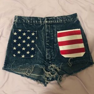 American Flag Denim Shorts